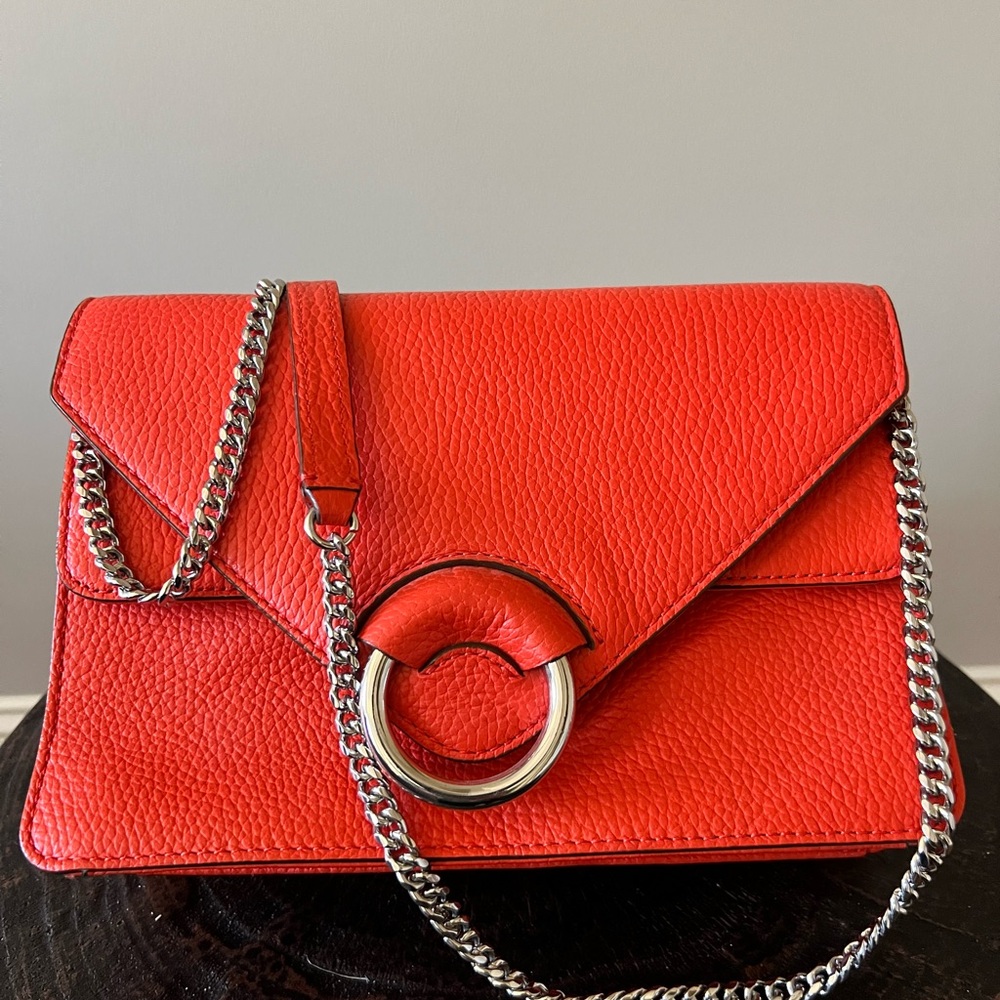 Chic Banana Republic Bright Coral Leather Cross body Bag